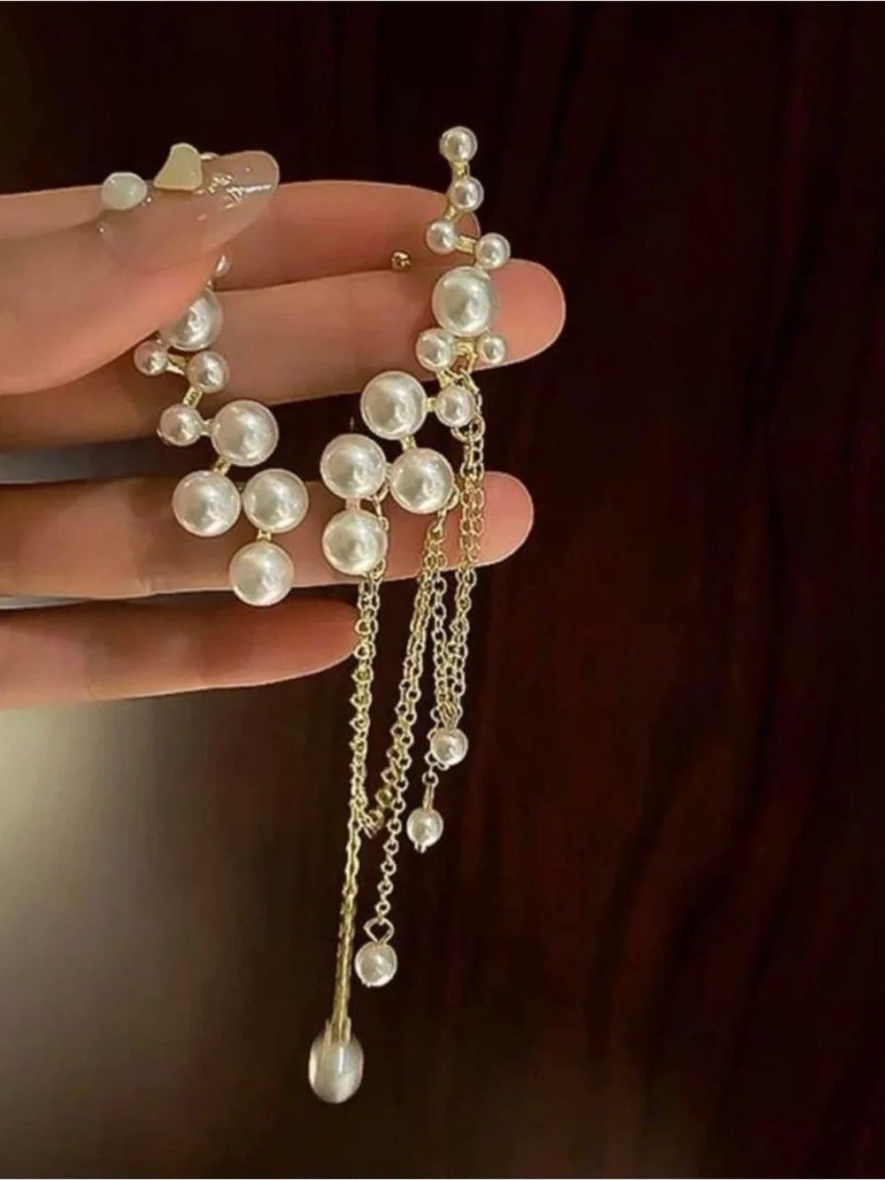 False pearl ear cuff earring set.